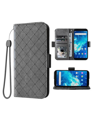 Funda Cartera ELISORLI Flip Gris para Cricket Icon 2 y AT&T