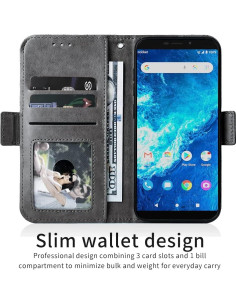 Funda Cartera ELISORLI Flip Gris para Cricket Icon 2 y AT&T 2