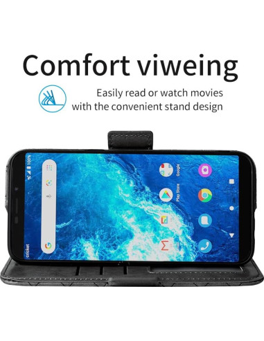 Funda Cartera ELISORLI Flip Gris para Cricket Icon 2 y AT&T