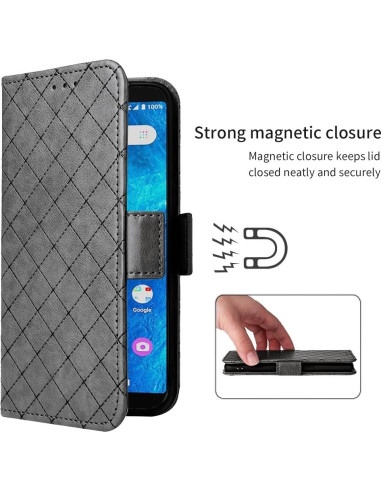 Funda Cartera ELISORLI Flip Gris para Cricket Icon 2 y AT&T