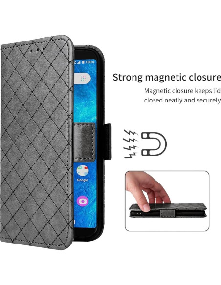 Funda Cartera ELISORLI Flip Gris para Cricket Icon 2 y AT&T