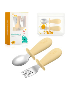 Cubiertos para Bebés Qkie - Cucharas y Tenedores Antiasfixia