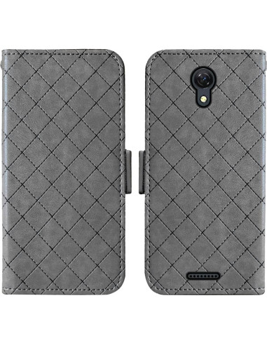 Funda Cartera ELISORLI Flip Gris para Cricket Icon 2 y AT&T
