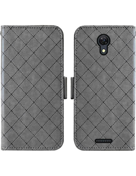 Funda Cartera ELISORLI Flip Gris para Cricket Icon 2 y AT&T