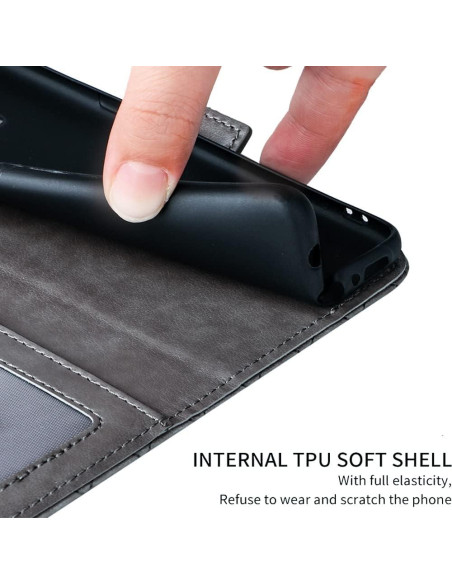 Funda Cartera ELISORLI Flip Gris para Cricket Icon 2 y AT&T