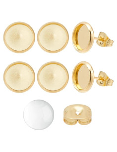 Beebeecraft 40 Conjuntos Pendientes Bezel Acero Inoxidable 18K