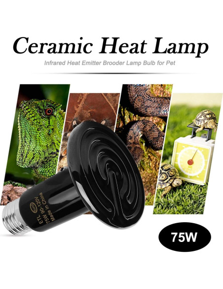 Lámpara de Calor Cerámica 75W OMAYKEY para Reptiles y Anfibios