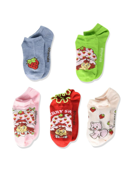 Calcetines No Show Strawberry Shortcake 5 Pares Talla 6-8.5