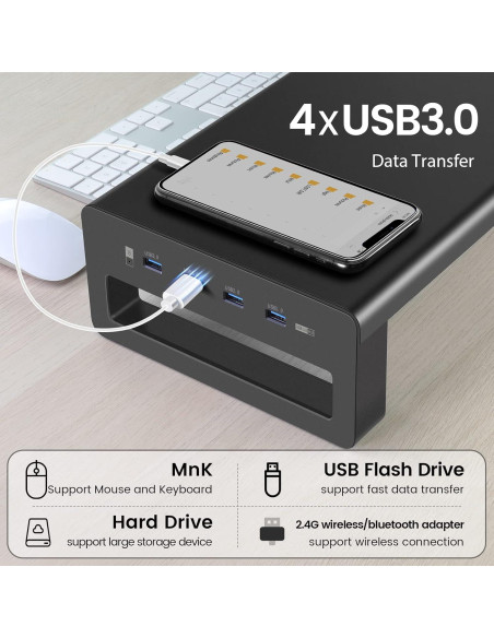 Soporte para Monitor Vaydeer con Hub USB 3.0 - Hasta 27"
