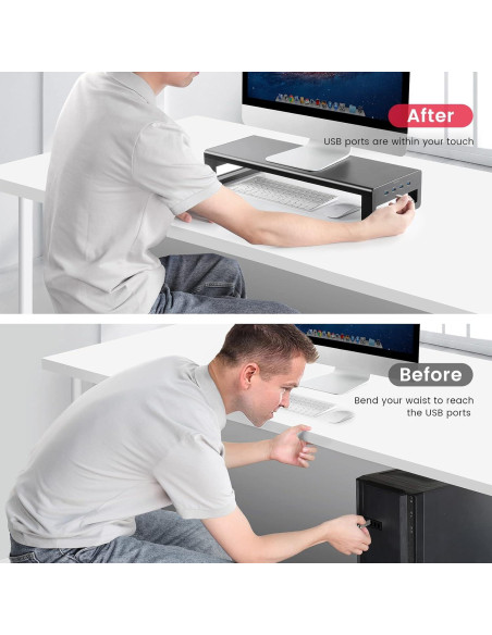 Soporte para Monitor Vaydeer con Hub USB 3.0 - Hasta 27"