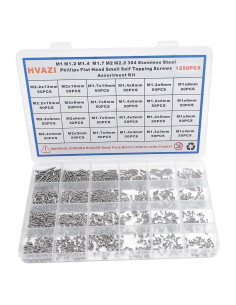 Kit de Tornillos Autoperforantes HVAZI 1200PCS M1 a M2.2
