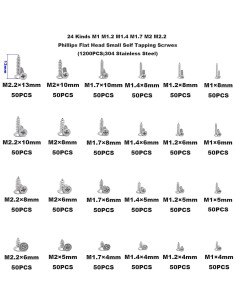Kit de Tornillos Autoperforantes HVAZI 1200PCS M1 a M2.2 2
