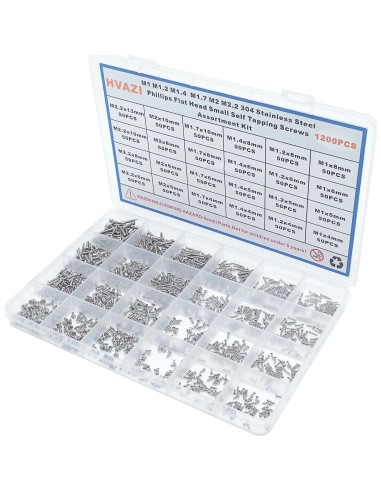 Kit de Tornillos Autoperforantes HVAZI 1200PCS M1 a M2.2