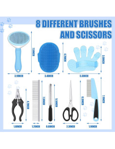 Kit de Aseo para Mascotas Yaomiao 9 Piezas Cepillos y Cortauñas 2