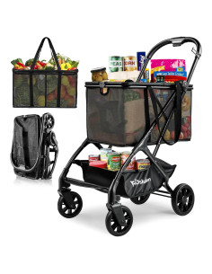 Carrito de Compras Plegable Keoslpy 34 kg con Ruedas Giratorias