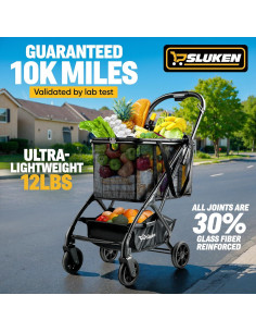 Carrito de Compras Plegable Keoslpy 34 kg con Ruedas Giratorias 2