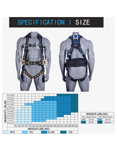 Arnés de Seguridad FHFallArrest 5 Puntos Acolchado 190 kg