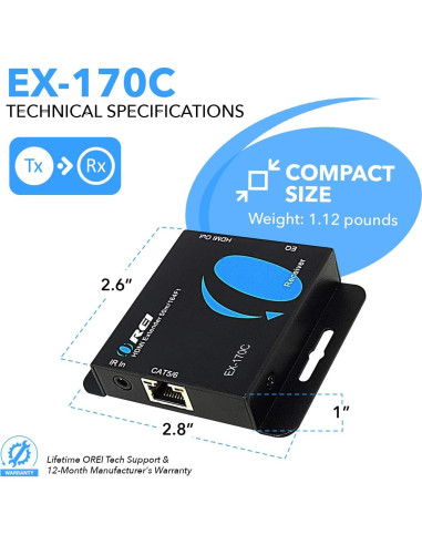 Extensor HDMI OREI EX-170C 4K sobre Ethernet hasta 50m