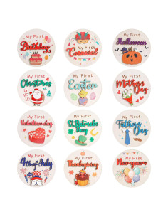 Carteles de Hitos de Vacaciones 12PCS Madera para Bebé