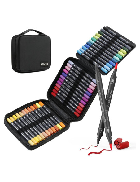 Set de 36 Marcadores Duales KEMYR Punta Fina y Pincel