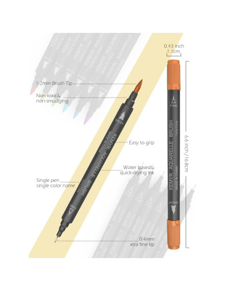 Set de 36 Marcadores Duales KEMYR Punta Fina y Pincel