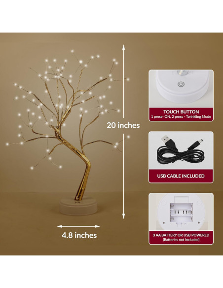Lámpara de Árbol de Hadas ALFANITE 50.8cm 108 LEDs Dorada