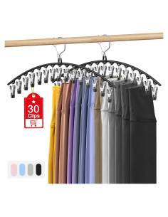 Perchas para Pantalones Besslly 2 Pack con 15 Clips Negro