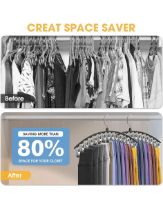 Perchas para Pantalones Besslly 2 Pack con 15 Clips Negro 2