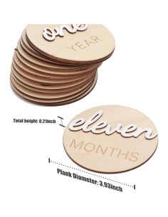 Tarjetas de Hito Mensual de Madera HJKlove - 14 Piezas 10 cm 2