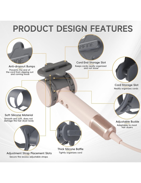 Organizador de Cable para Secador de Pelo Genérico - Silicona Gris