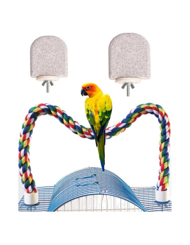 Percha de Cuerda para Pájaros TogyGooty 60 cm con 2 Soportes de Calcio