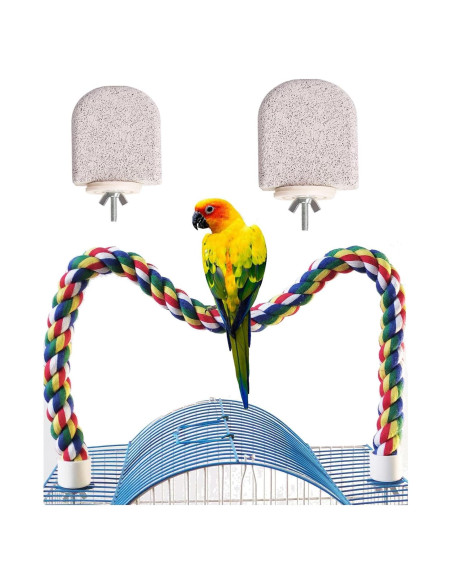 Percha de Cuerda para Pájaros TogyGooty 60 cm con 2 Soportes de Calcio
