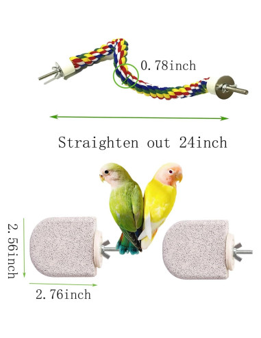 Percha de Cuerda para Pájaros TogyGooty 60 cm con 2 Soportes de Calcio