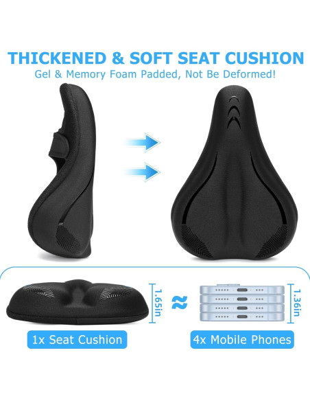 Cojín de Asiento de Bicicleta de Gel CDYWD - Acolchado 4.2 cm