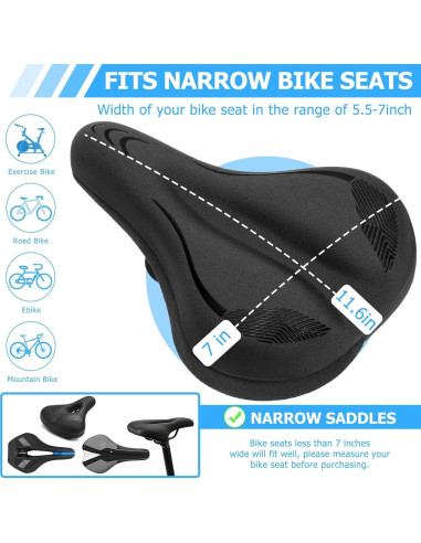 Cojín de Asiento de Bicicleta de Gel CDYWD - Acolchado 4.2 cm