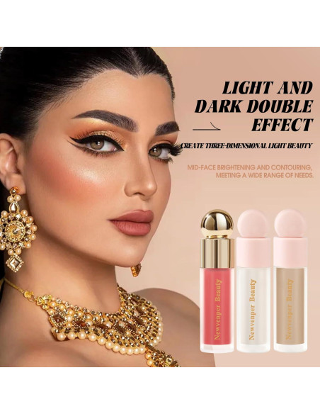 Set de Maquillaje 3 Piezas Newvenper: Contorno, Rubor e Iluminador