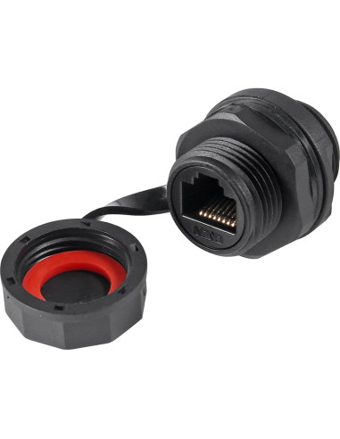 Conector RJ45 CAT6 blindado IP67 para montaje en panel - 10 piezas