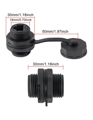 Conector RJ45 CAT6 blindado IP67 para montaje en panel - 10 piezas