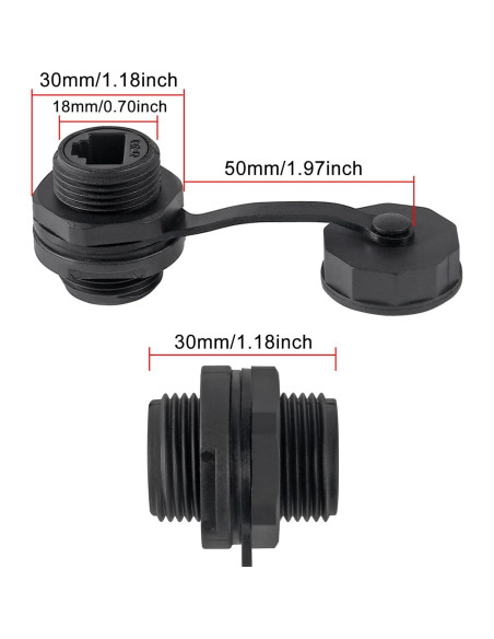 Conector RJ45 CAT6 blindado IP67 para montaje en panel - 10 piezas