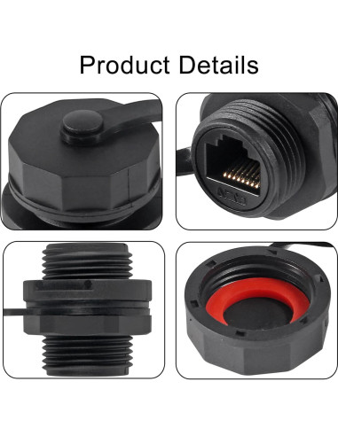 Conector RJ45 CAT6 blindado IP67 para montaje en panel - 10 piezas