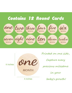 Tarjetas de Hitos Mensuales KHC-KHF para Bebés - Madera 2