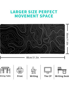 Alfombrilla de Ratón Gaming XL Siski Contorno Topográfico 80x30 cm 2
