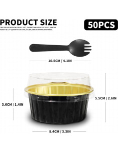 50 Tazas de Aluminio Desechables YOIYINI 5oz con Tapas 2