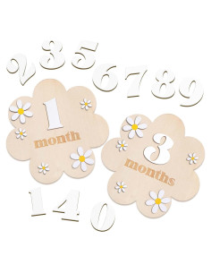 Cartas de Hito Mensual de Madera Burbell 1-12 Meses Blanco