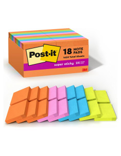 Notas Post-it Súper Adhesivas 18 Blocs 4.76x4.76cm Multicolor