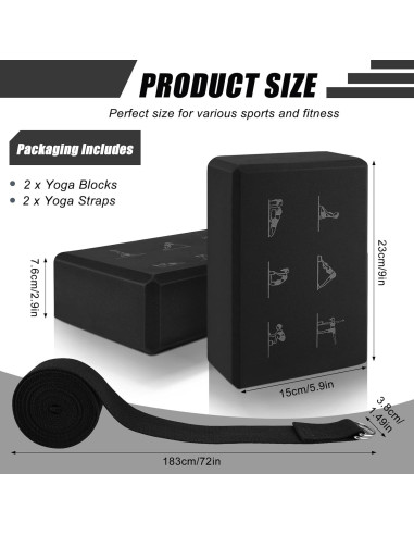 Conjunto de Bloques de Yoga RETON con Correas - 2 Piezas