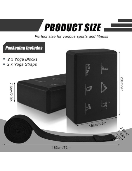 Conjunto de Bloques de Yoga RETON con Correas - 2 Piezas