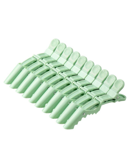 10 Clips de Cocodrilo Liasun Verde Aguacate para Peluqueros