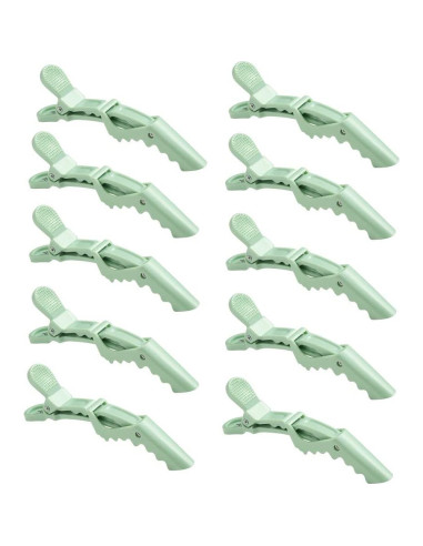 10 Clips de Cocodrilo Liasun Verde Aguacate para Peluqueros