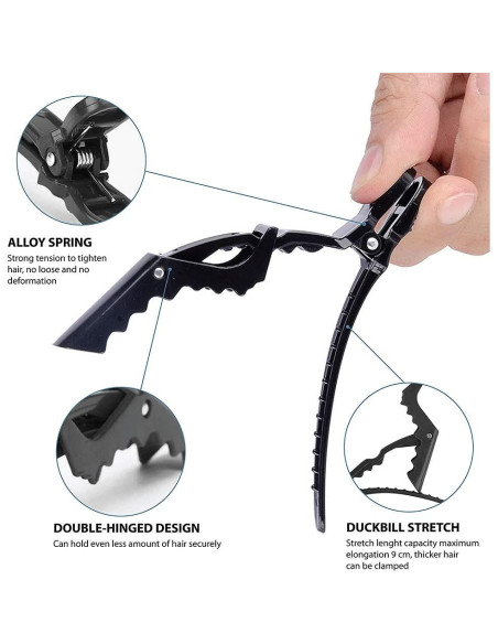 10 Clips de Cocodrilo Liasun Verde Aguacate para Peluqueros